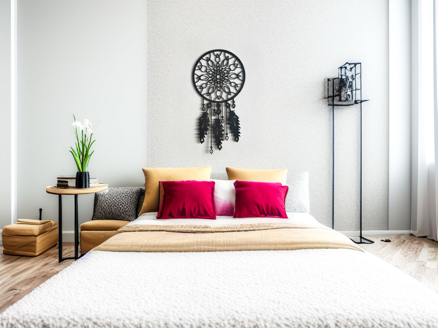 Décoration murale attrape-rêves en bois