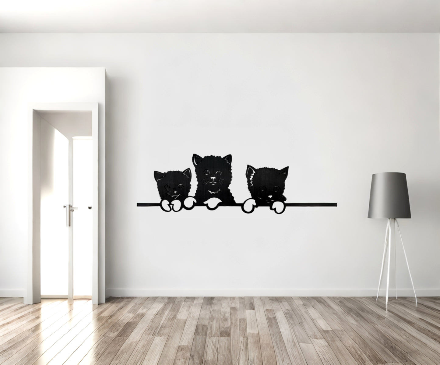 Décoration murale artisanale – Chats en bois
