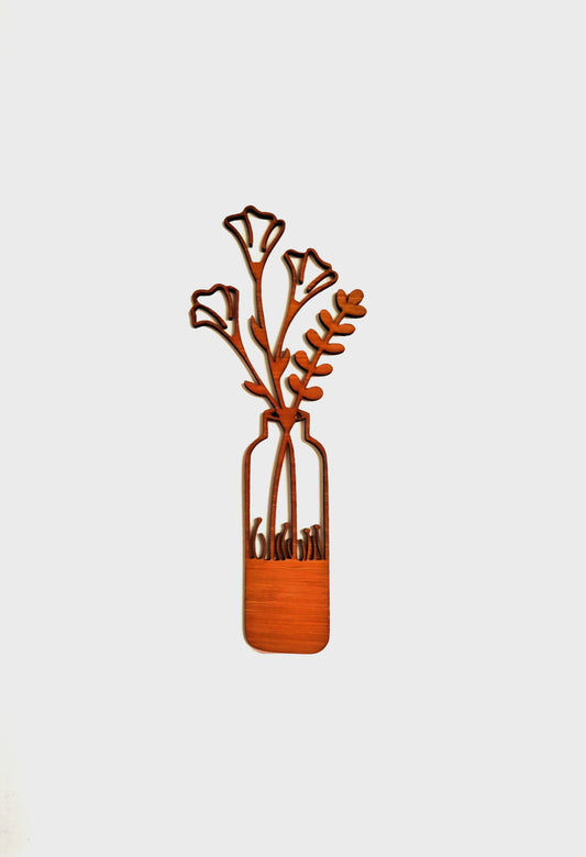 Décoration Murale en Bois – Vase avec fleurs à suspendre