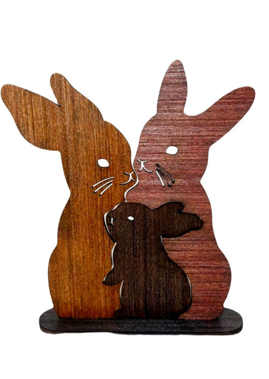 Decorative wooden rabbits