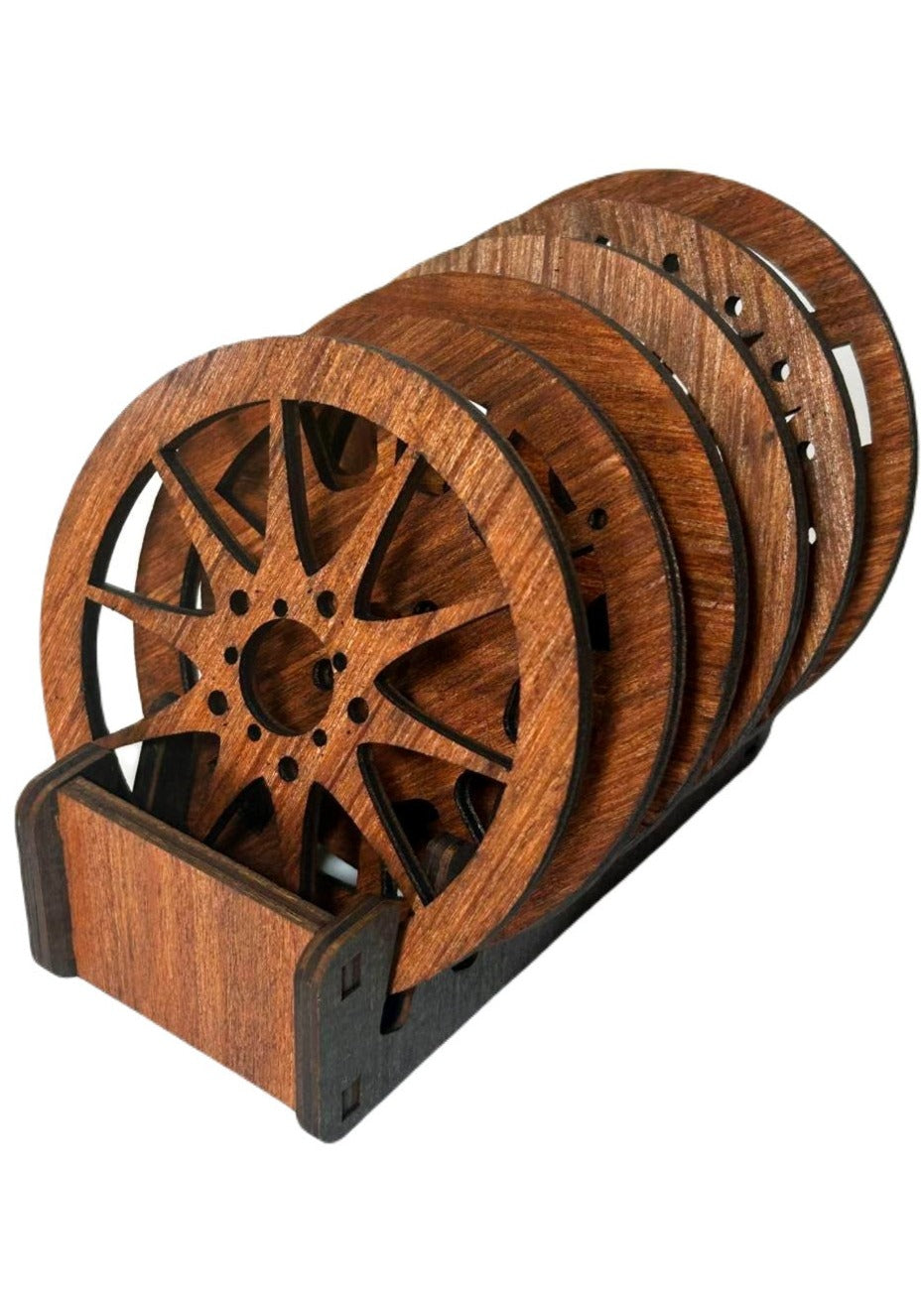 Wheel shaped coasters