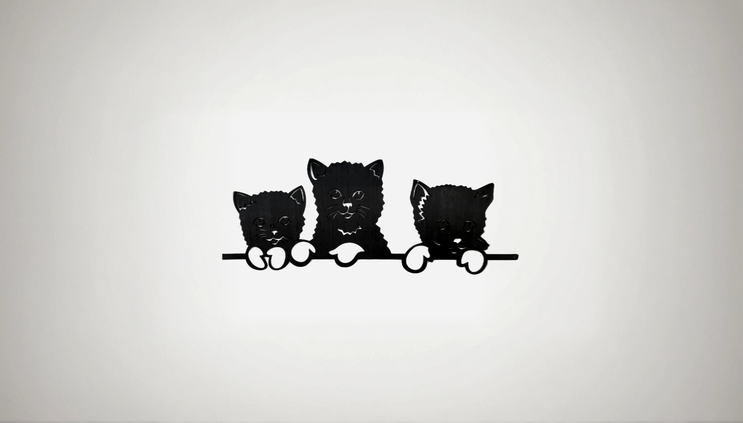 Décoration murale artisanale – Chats en bois