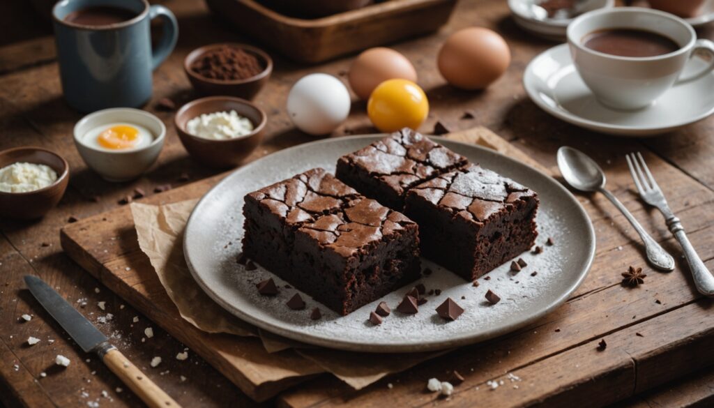 Brownie healthy express : moelleux intense au chocolat sans farine avec seulement 4 ingrédients du placard pour un goûter d’hiver fondant