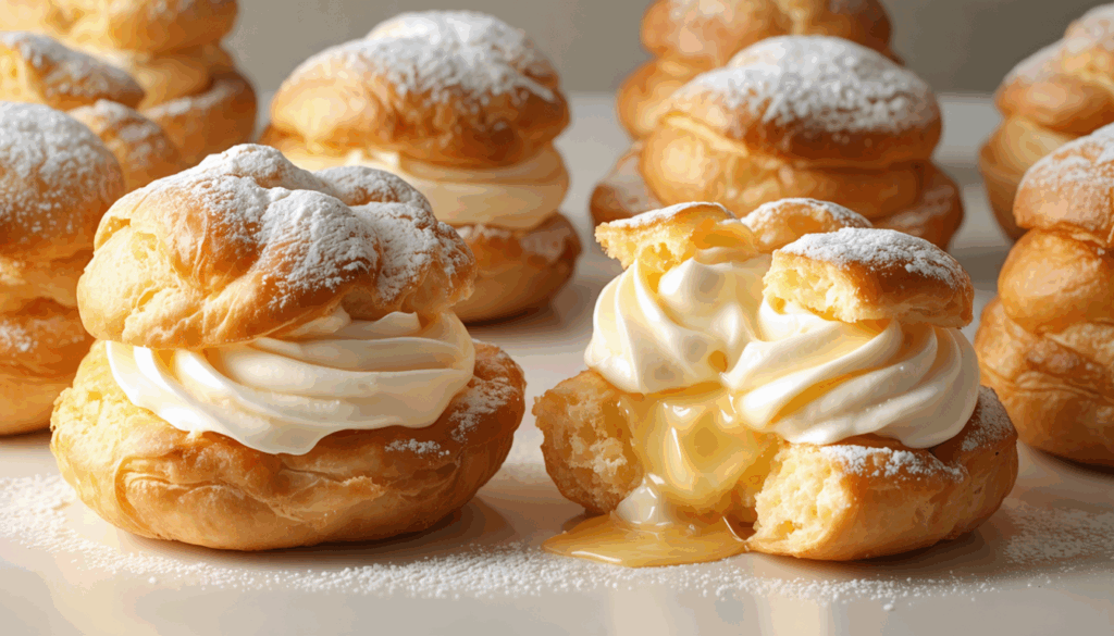 découvrez nos choux à la crème pâtissière avec des coques légères comme l'air et une crème vanille d'une douceur et onctuosité exceptionnelles, un véritable délice pour les papilles.