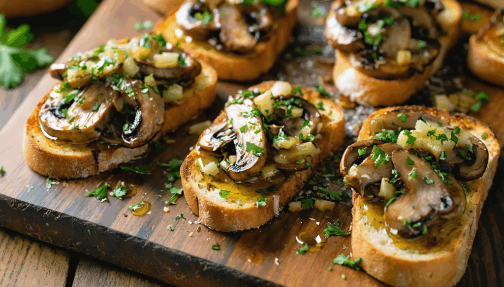 découvrez une recette express en 10 minutes pour des toasts aux champignons, ail et persil, savoureux et dignes d'un grand chef. parfait pour une entrée gourmande et rapide.