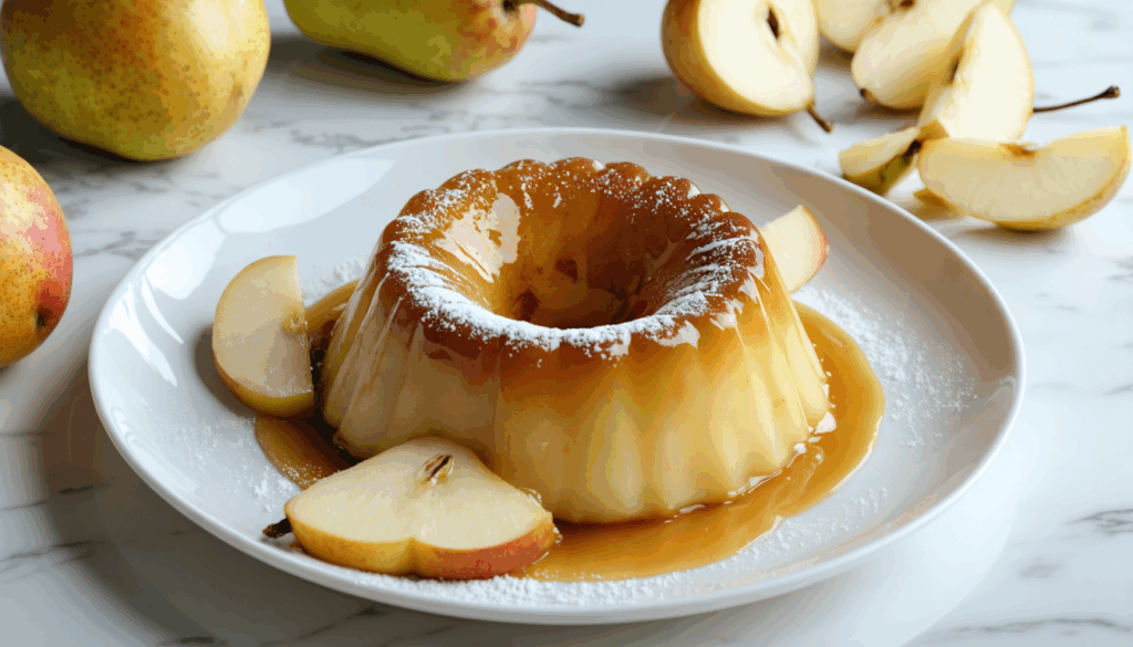 découvrez notre fondant aux poires, un dessert raffiné alliant cœur fondant et croûte dorée, pour une symphonie de douceur qui séduira vos papilles.