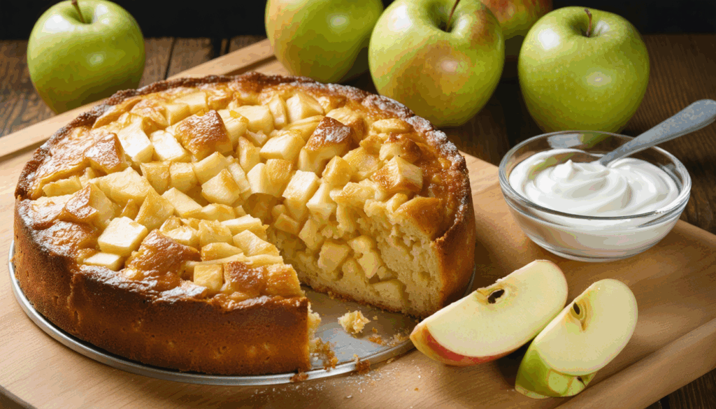 découvrez la recette facile et rapide du gâteau ultra moelleux aux pommes et yaourt, prêt en seulement 1 minute grâce à votre thermomix. parfait pour un dessert savoureux et express !