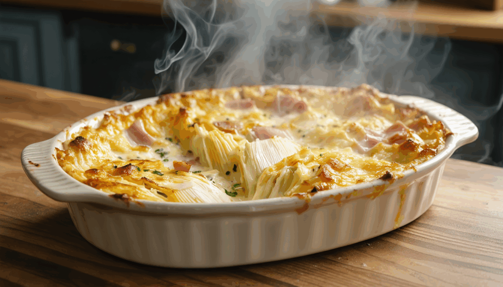 découvrez notre gratin d’endives au jambon, un plat chaud, crémeux et réconfortant, facile et rapide à préparer pour un repas savoureux en toute simplicité.