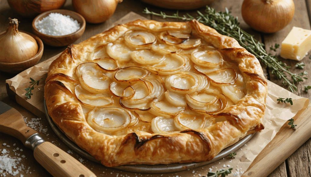 découvrez ma recette irrésistible de tarte à l’oignon, fondante et savoureuse, facile à réaliser pour un succès garanti à chaque fois.