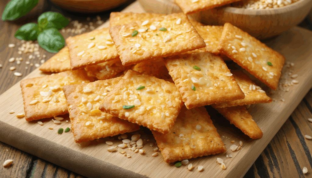 découvrez mes crackers ultra croustillants au fromage et sésame, prêts en seulement 12 minutes. l’apéro parfait pour séduire tous vos invités avec une recette simple et délicieuse !