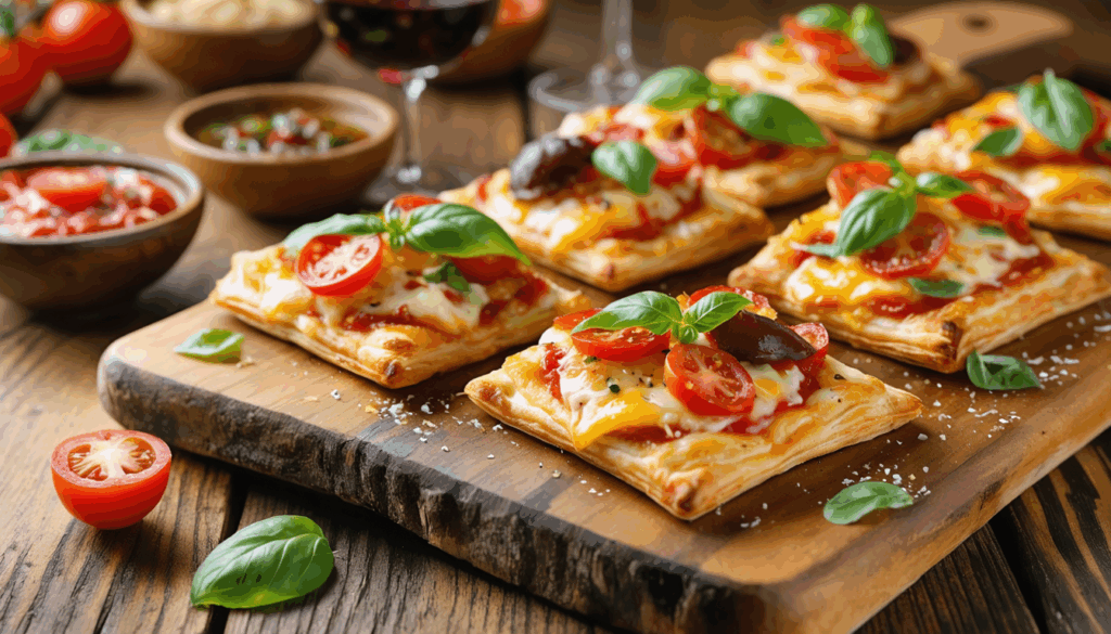 découvrez nos mini pizzas ultra croustillantes en pâte feuilletée, parfaites pour un apéro express prêt en seulement 20 minutes. faciles et rapides à préparer, elles régaleront tous vos invités !