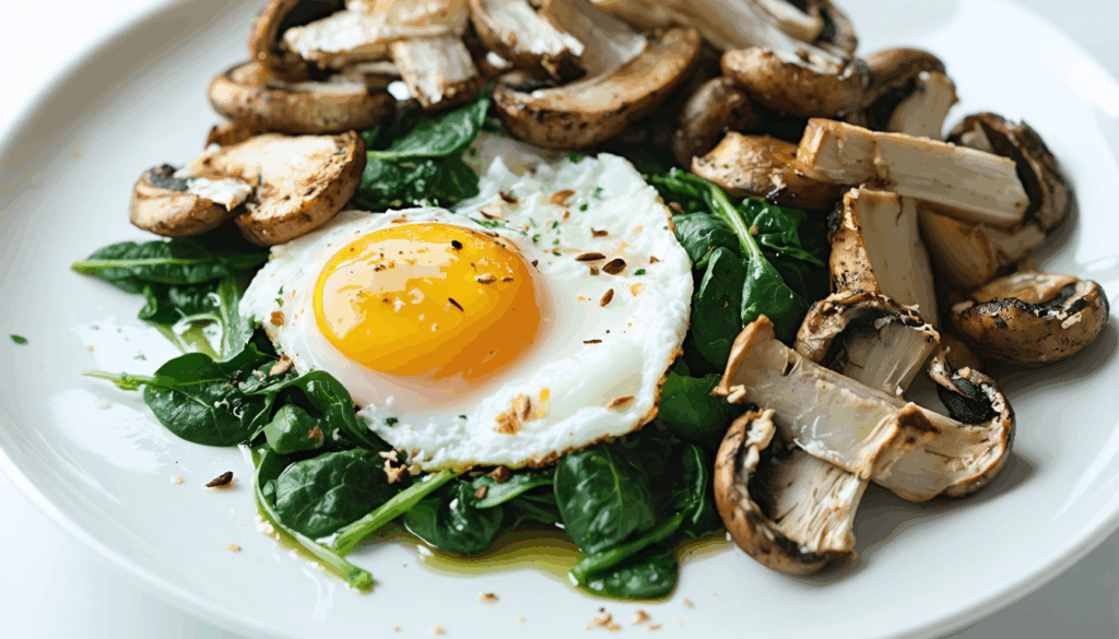 découvrez notre recette hivernale d'œufs en nuage accompagnés d'épinards fondants et de champignons dorés, pour un dîner savoureux alliant plaisir et simplicité.
