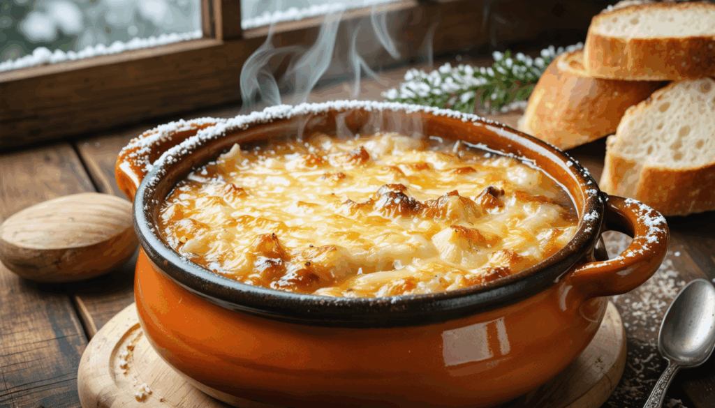découvrez la soupe à l’oignon gratinée au comté, une recette réconfortante et savoureuse pour affronter l’hiver et ses températures glaciales.
