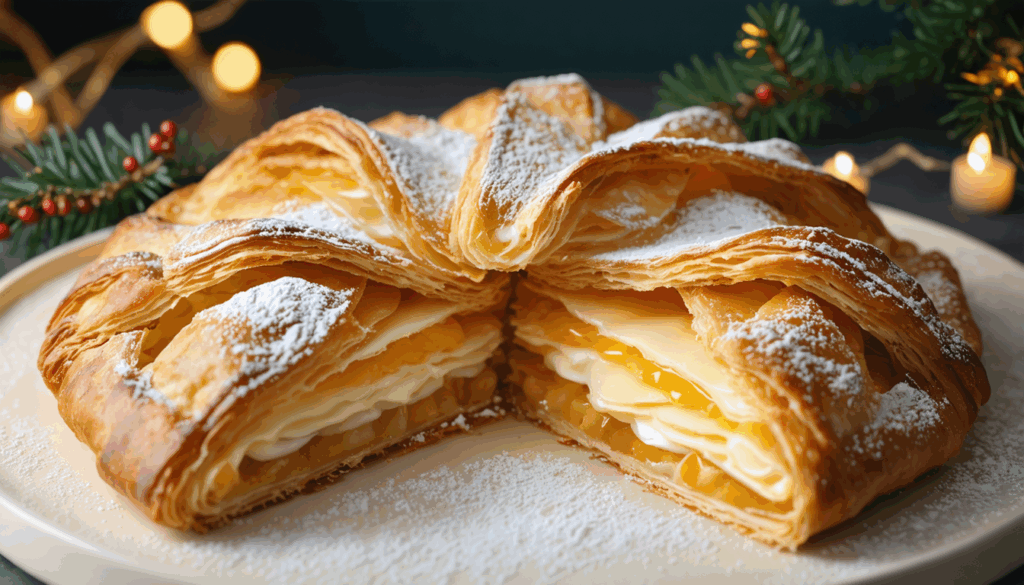 découvrez une galette des rois au feuilletage léger et croustillant, garnie d'une délicieuse préparation qui ravira tous les palais. un dessert royal à déguster sans modération !