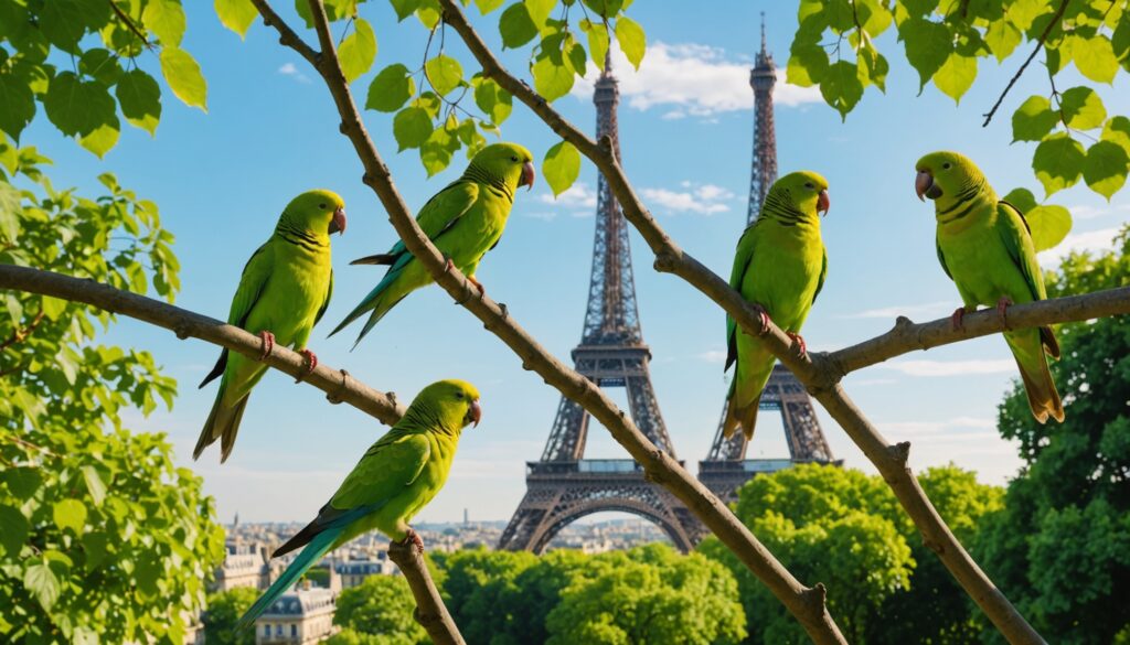 Perruches vertes en Île-de-France : Origines et secrets de leur invasion dans le ciel parisien