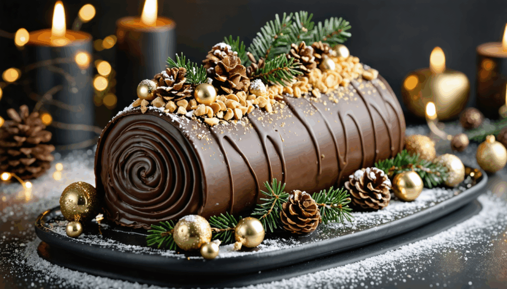 savourez un réveillon 2025 inoubliable avec notre bûche de noël mousse au chocolat et croustillant praliné, une explosion de saveurs irrésistible pour réveiller vos papilles.