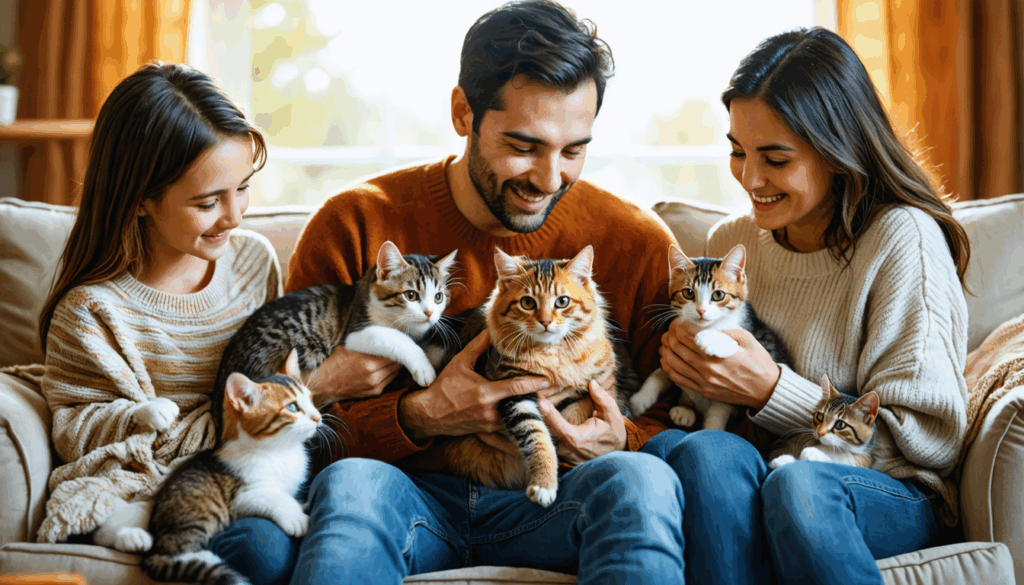 découvrez l'histoire touchante d'une famille réunie grâce à l'adoption d'une chatte de refuge, une belle aventure pleine d'amour racontée en vidéo.