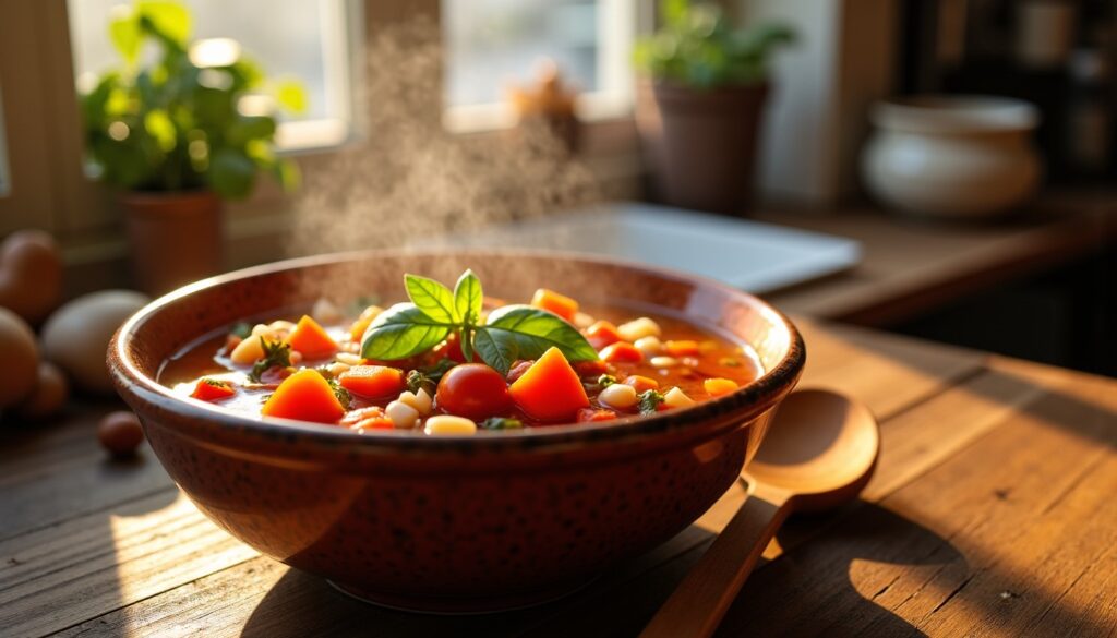 "Frissons hivernaux : le minestrone qui réchauffe l'âme en un seul bol"