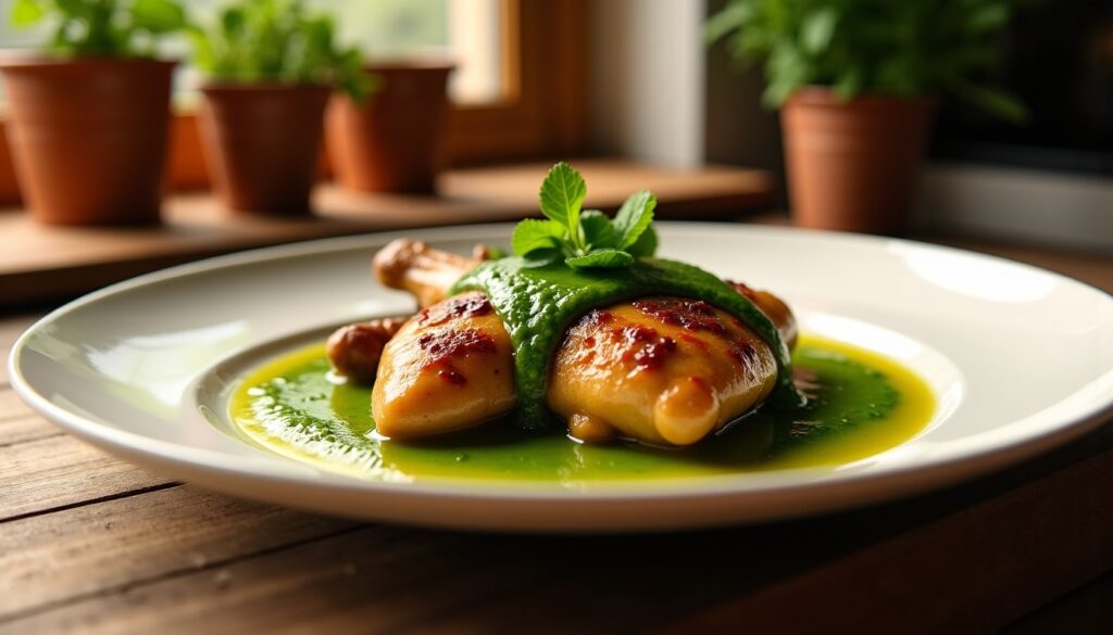 "Sauce verte secrète : transformez votre poulet braisé en chef-d'œuvre culinaire léger"